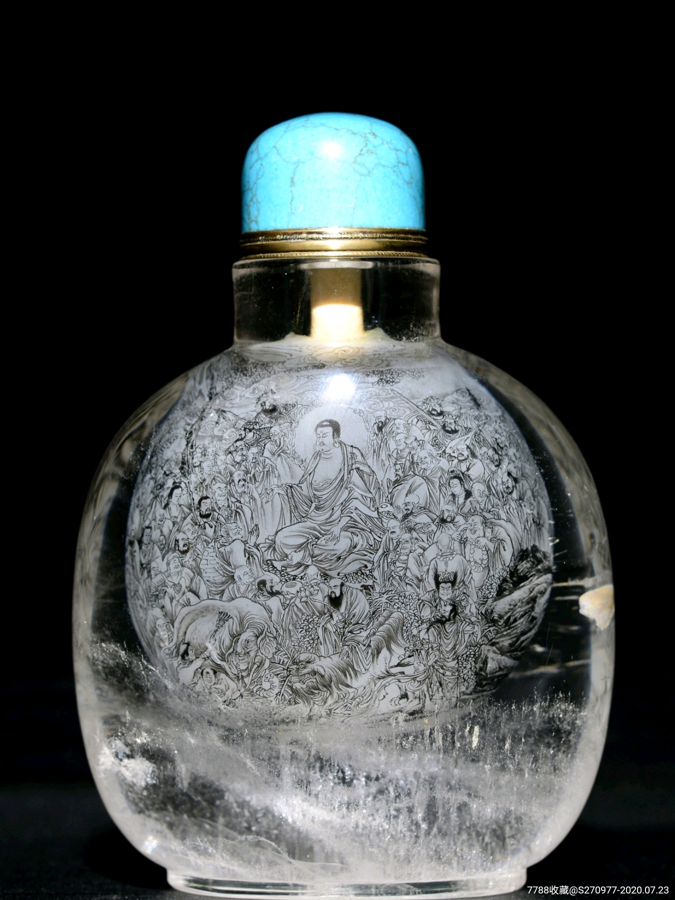 《百佛图》晶缘阁天然水晶内画鼻烟壶