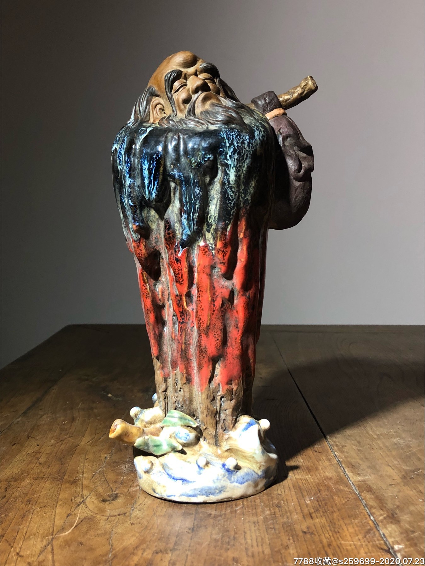 石湾窑达摩祖师(一苇渡江)-雕塑瓷/瓷雕-7788收藏