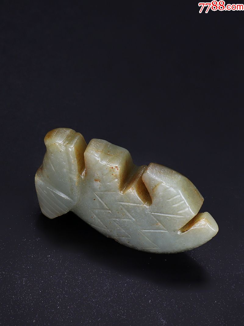 商周风格高古玉和田玉阴刻玉兽挂件把件古玉老玉收藏玉器古玩