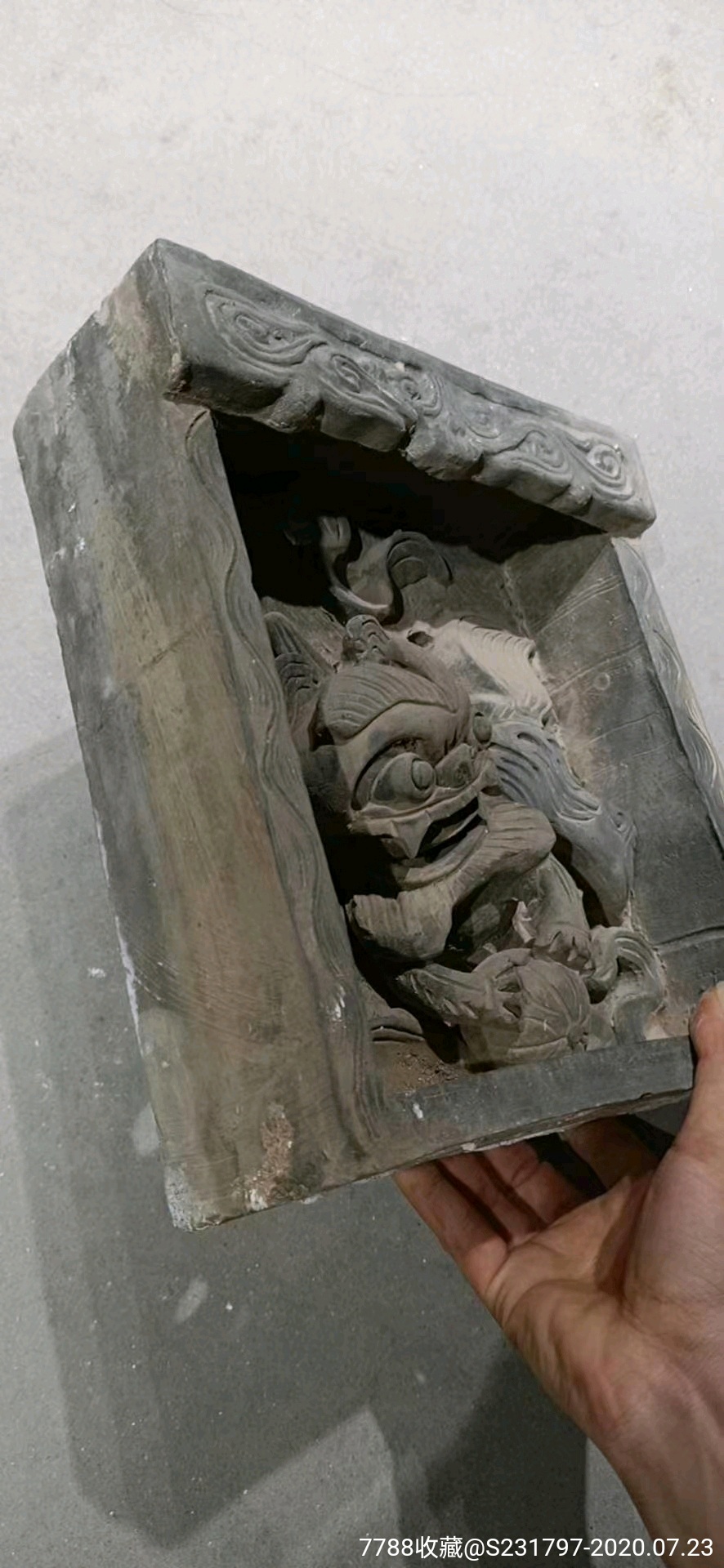 清代狮子滚绣球砖雕-古砖/画像砖-7788收藏