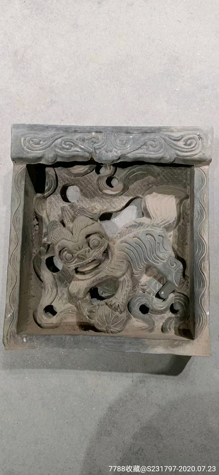 清代狮子滚绣球砖雕-古砖/画像砖-7788收藏