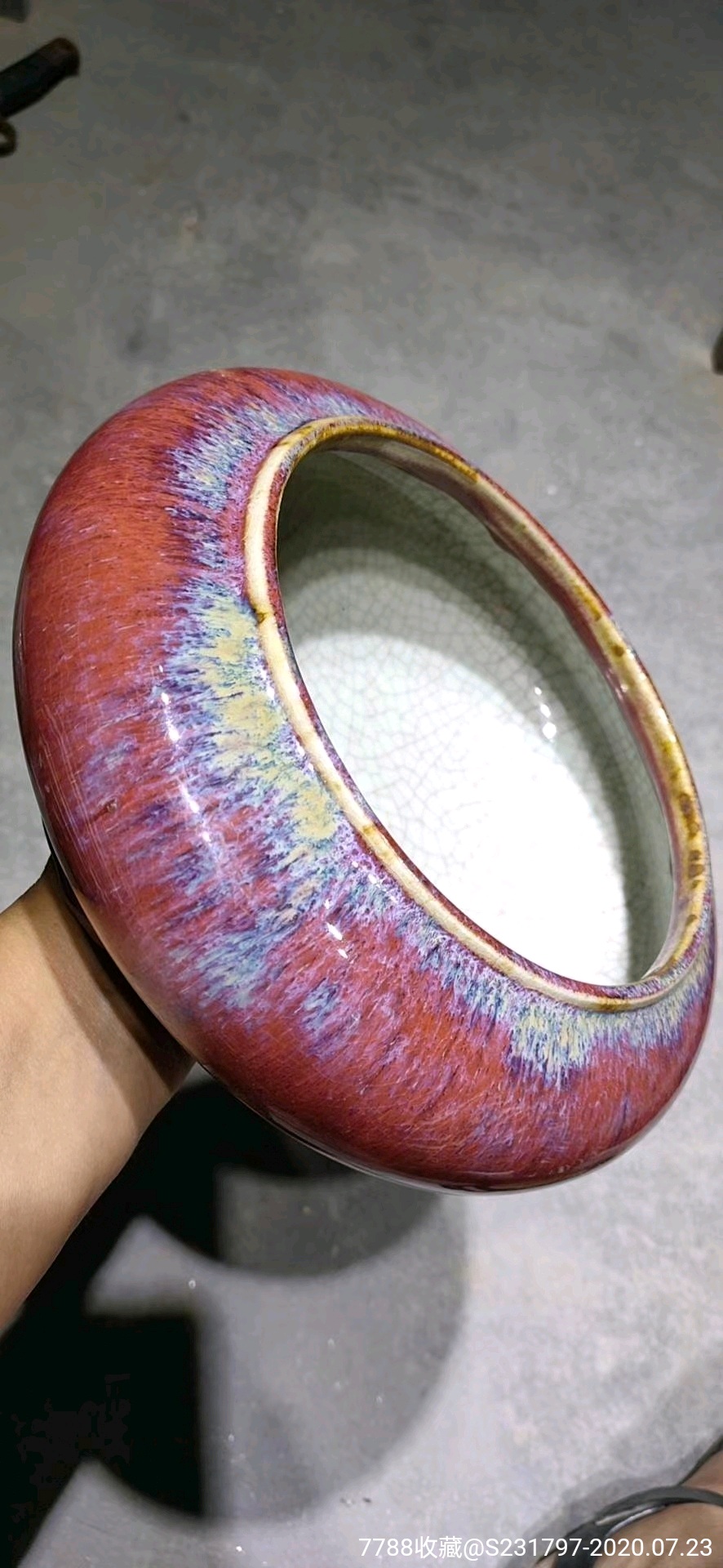 清代窑变红釉大笔洗