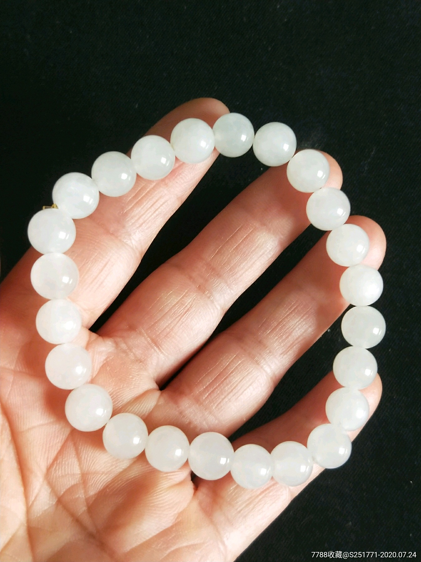 清代和田白玉手串