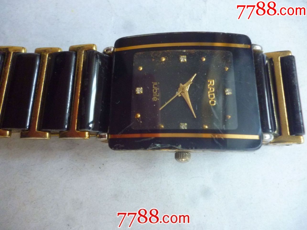 还很新漂亮美品方形rado男士电子石英古董老表一块走时准确