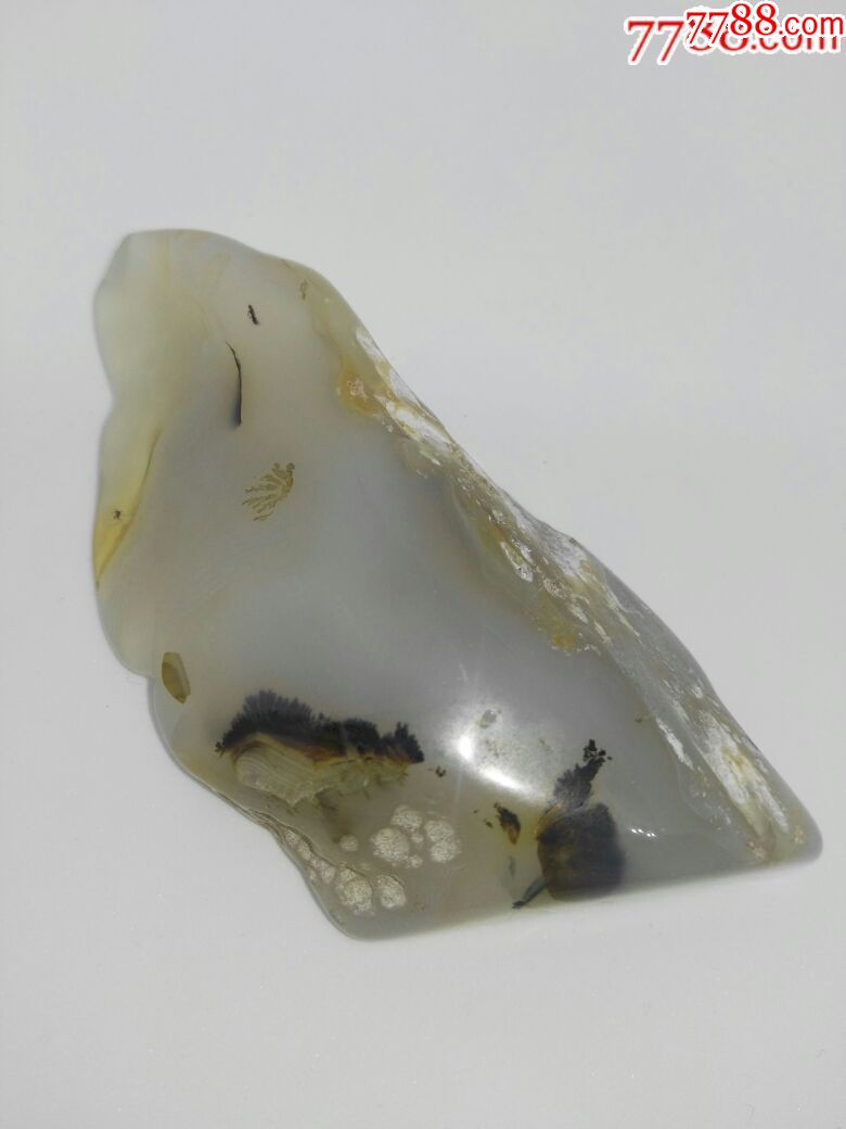 海洋玉髓原皮原石白玛瑙原石有水草