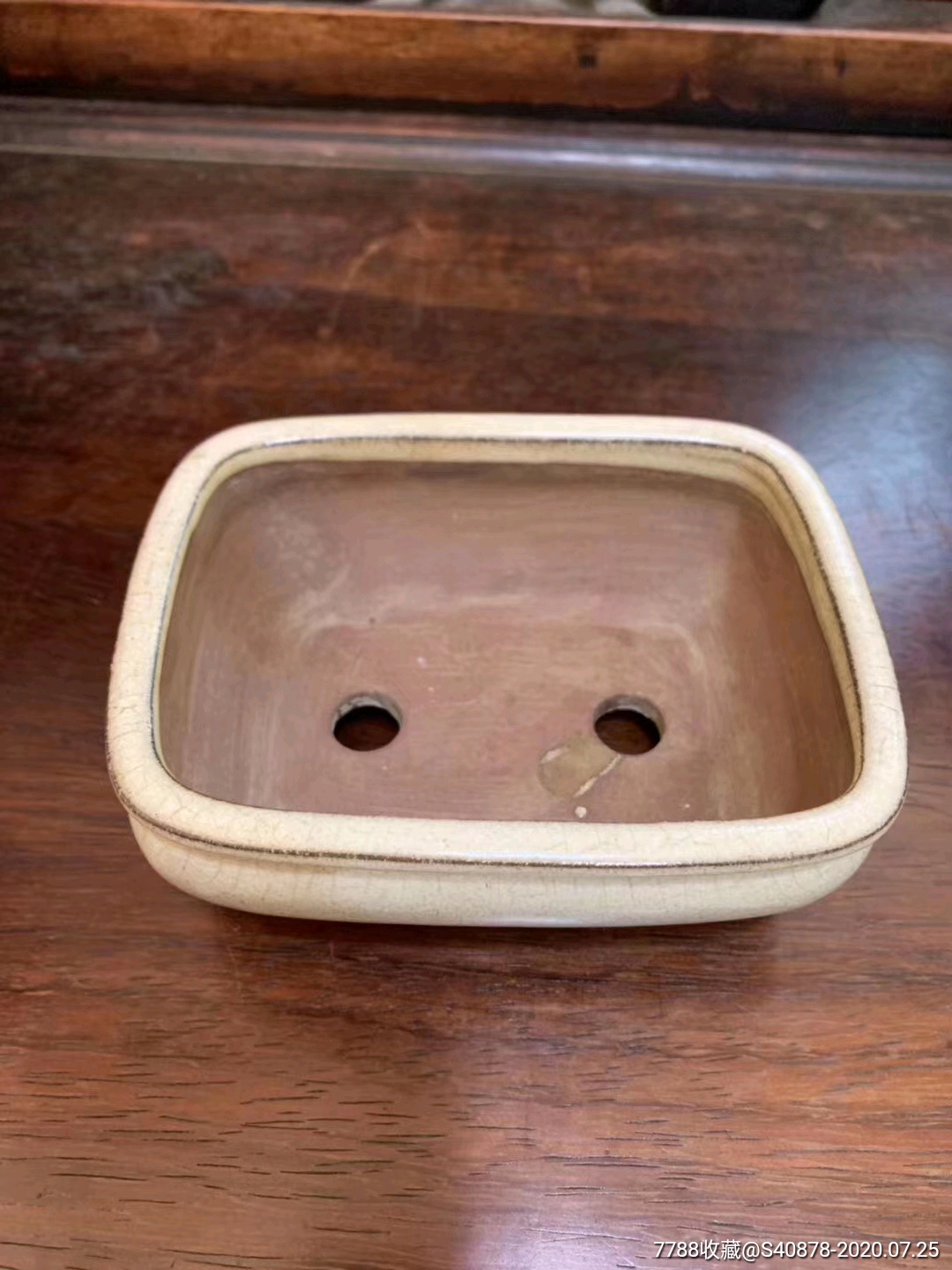 民国紫砂挂釉小花盆一个