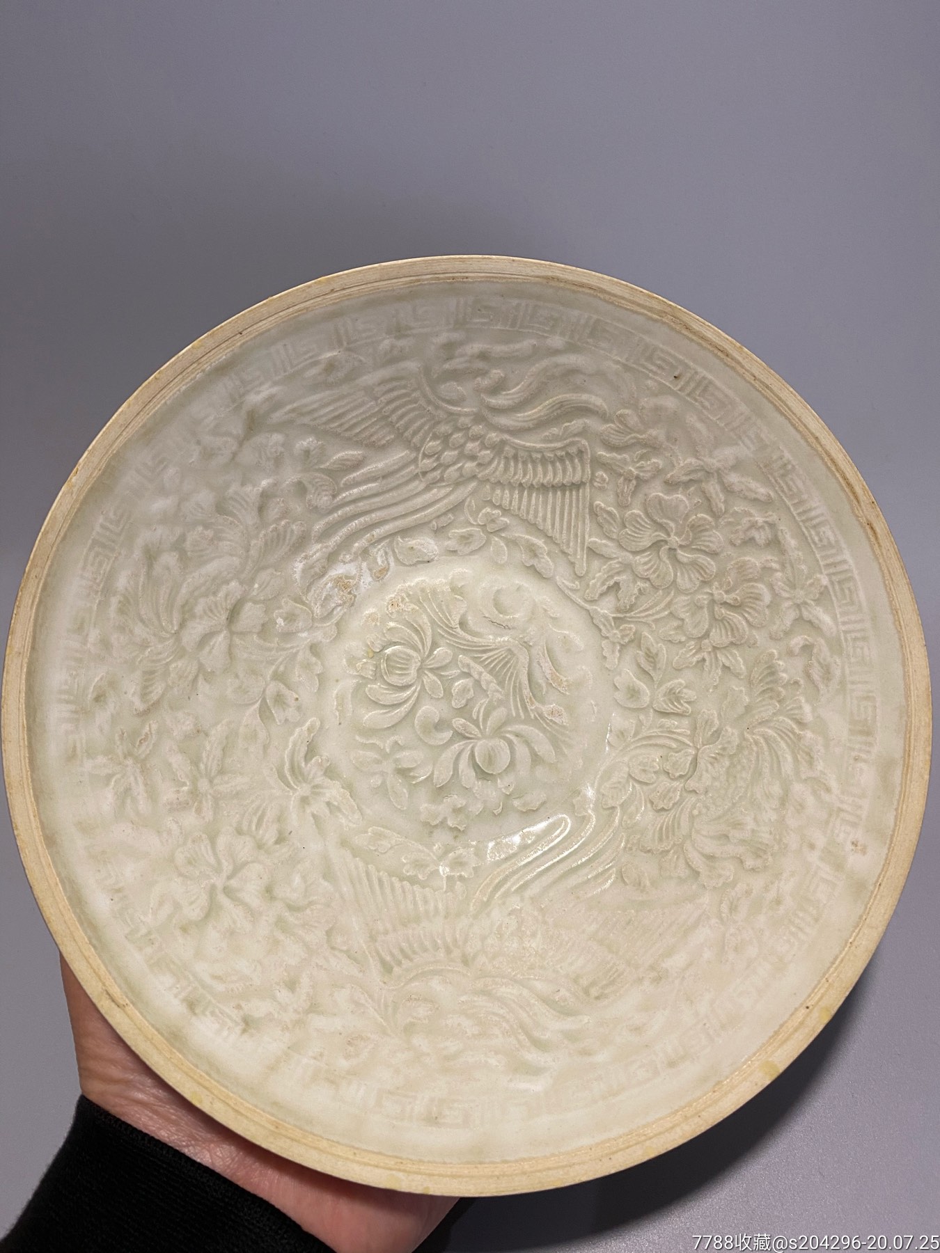 宋代龙泉窑影青薄胎凤穿牡丹碗-青白瓷/影青瓷-7788旧货商城