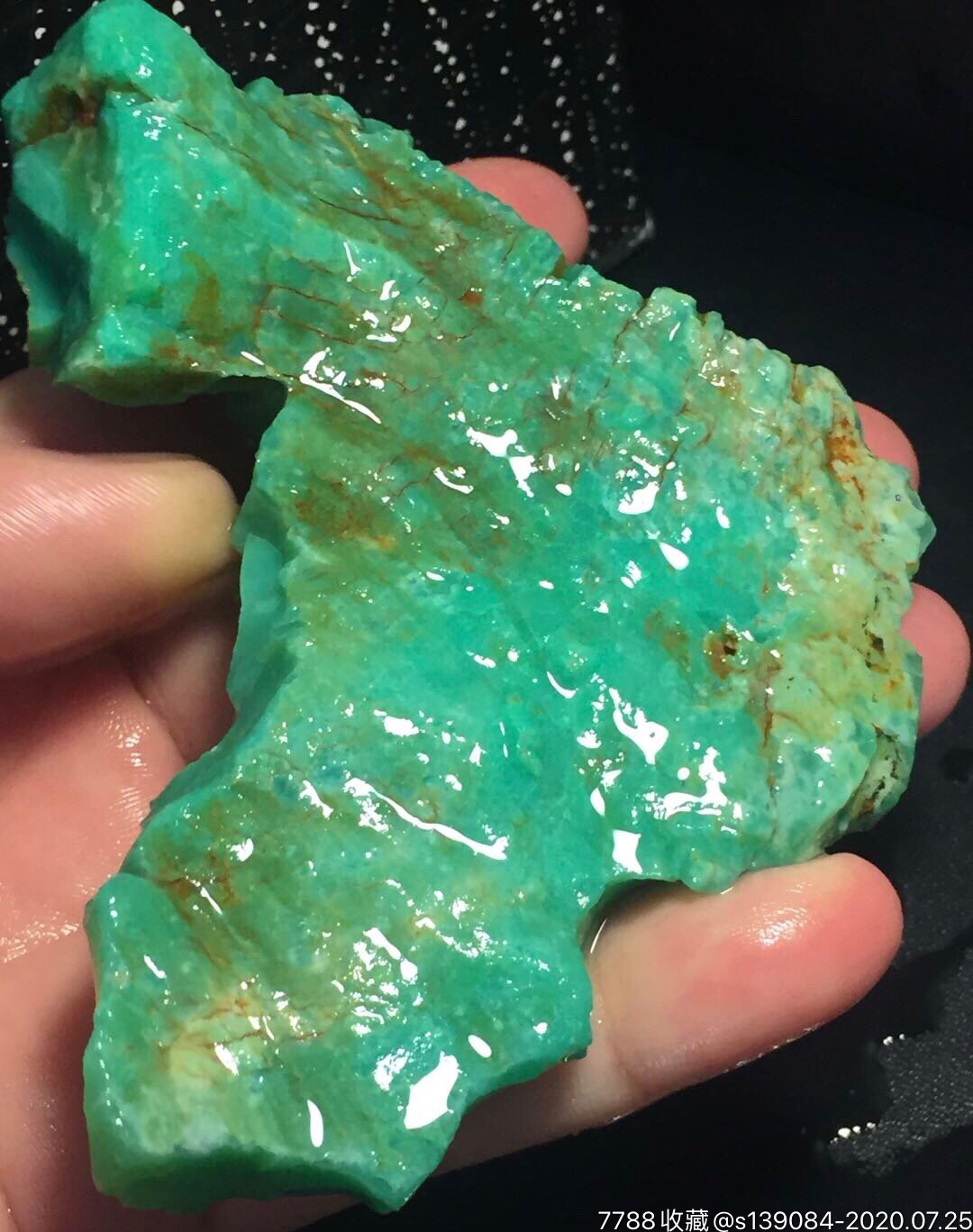 高瓷原矿绿松石,包真