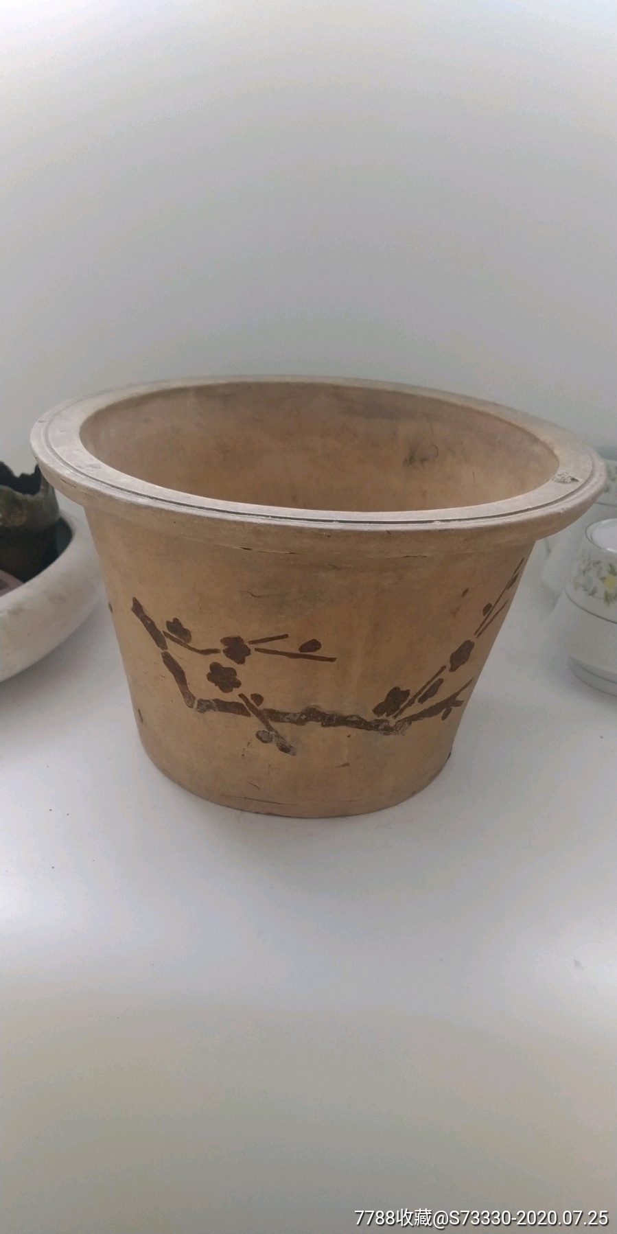 建国初白泥陶花盆一只