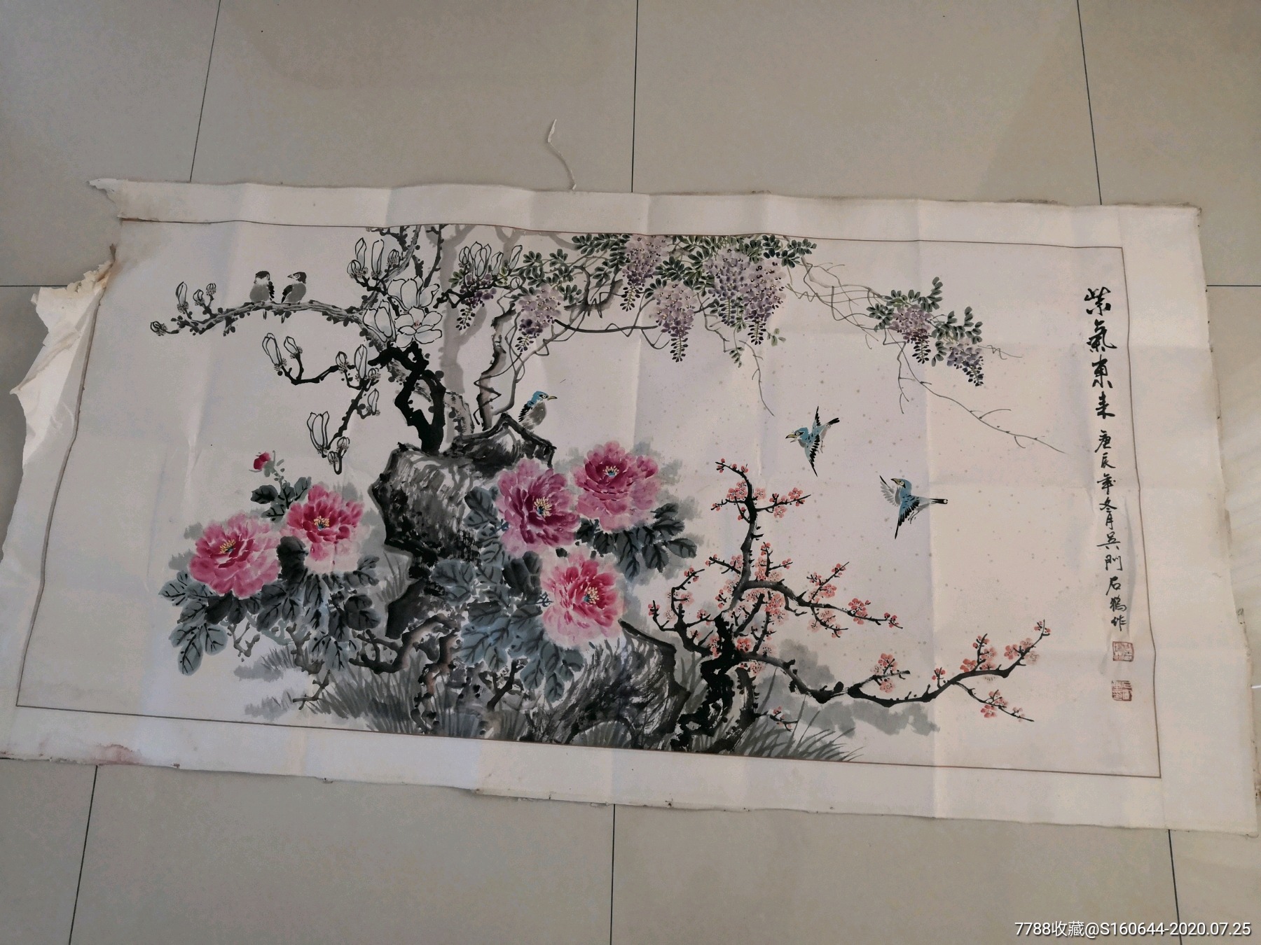 名家石鹤花鸟真迹175*85cm约13平尺_花鸟国画原作_七宝收藏无锡【7788