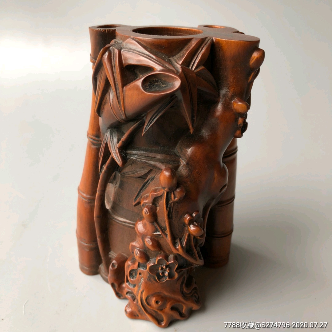 黄杨木梅竹笔筒-价格:460元-se74526566-木雕摆件-零售-7788木艺