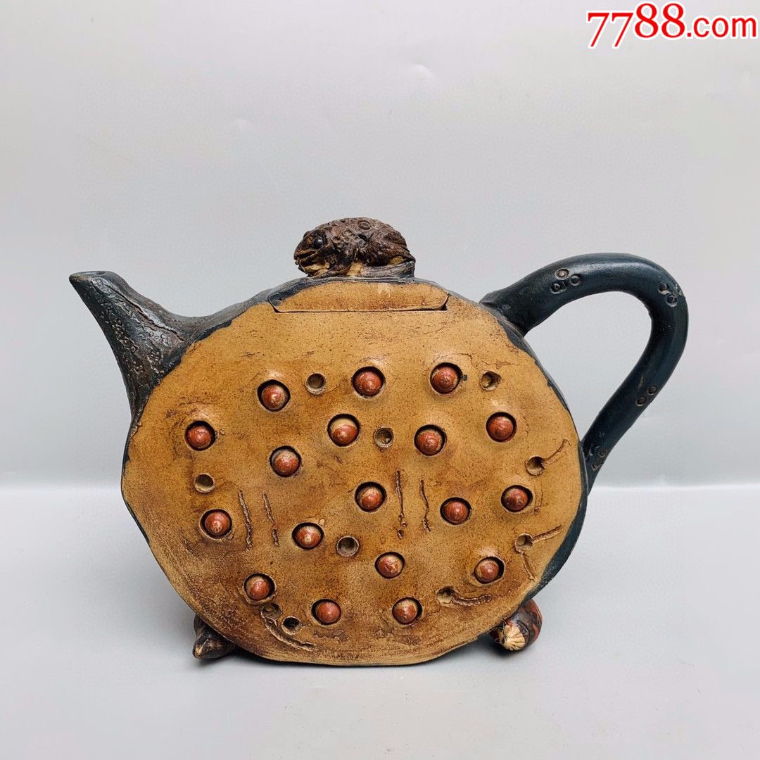 蒋蓉制特色花壶青蛙莲子紫砂壶