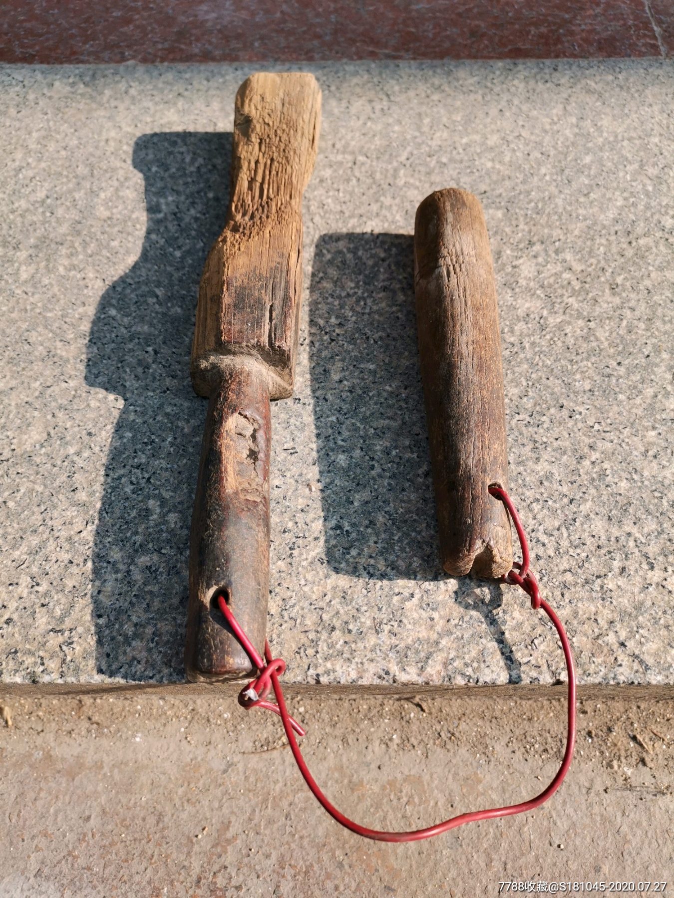 民俗老物件砸火纸用的木押