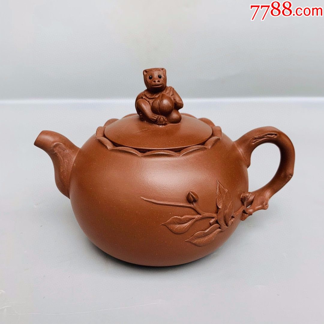 民间艺人制猴子抱桃壶-紫砂壶-7788紫砂壶
