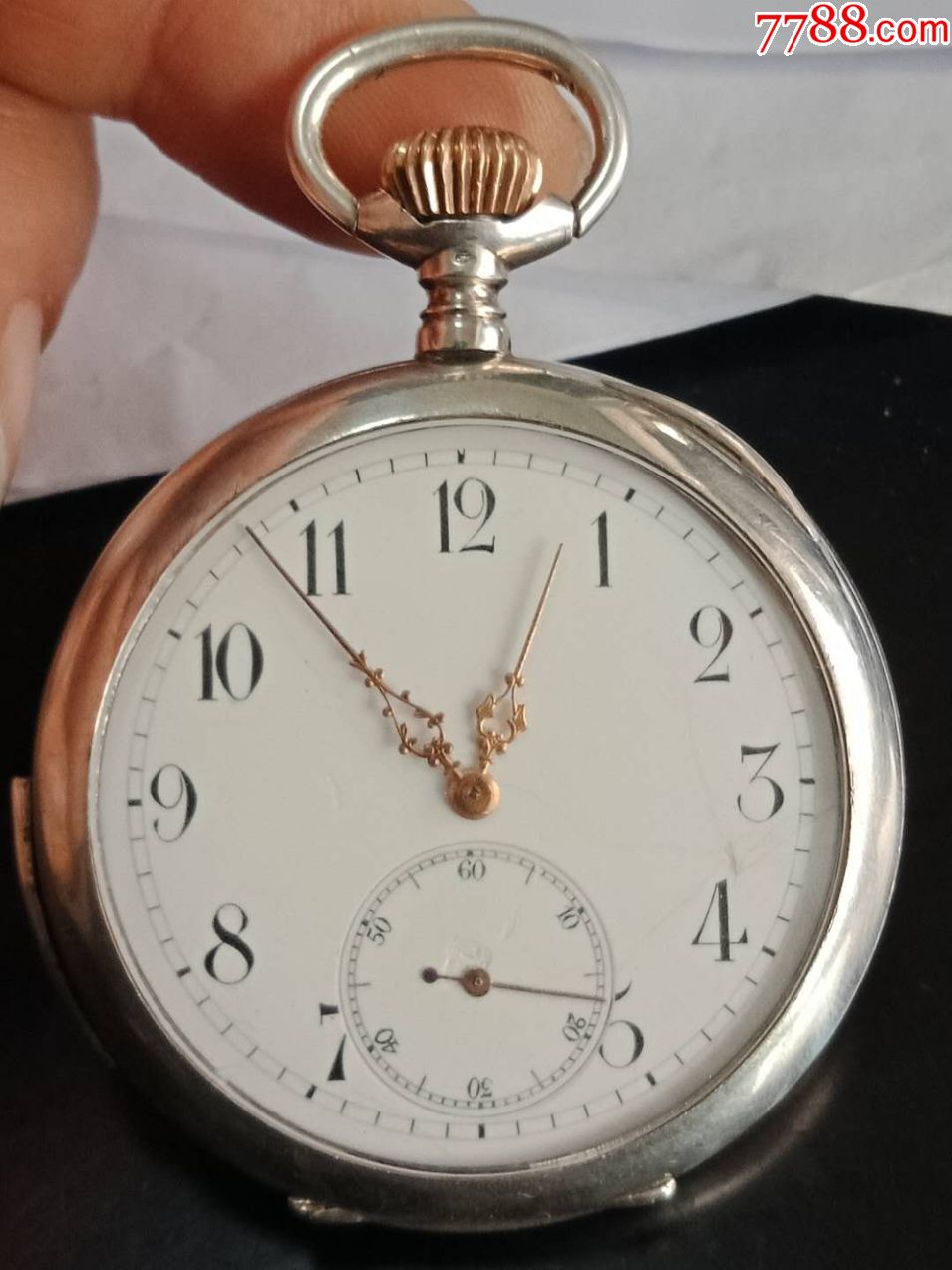 少见板路古董英国纯银二问打簧怀表!