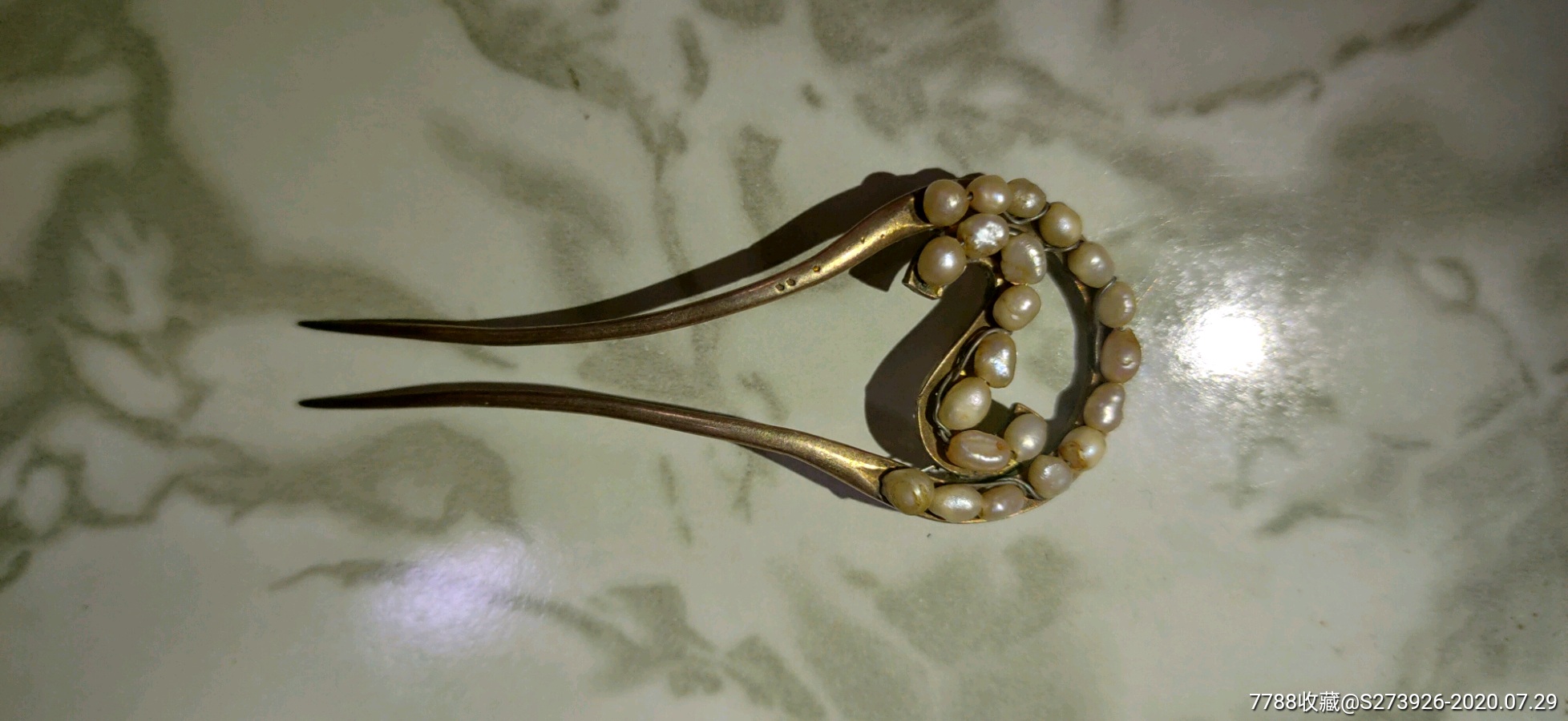 老珍珠银鎏金发簪