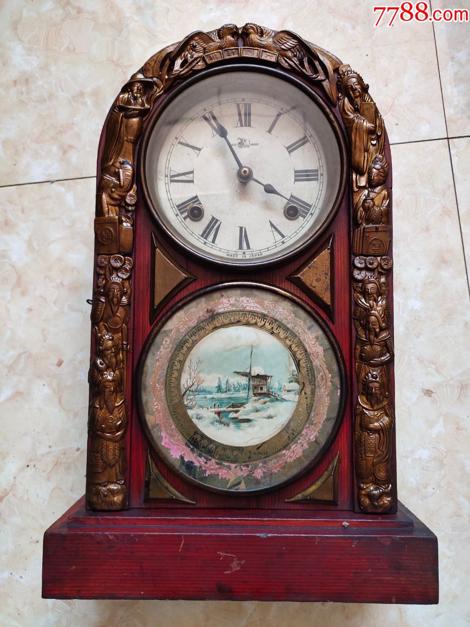 日本象球牌压铅六国封相座钟