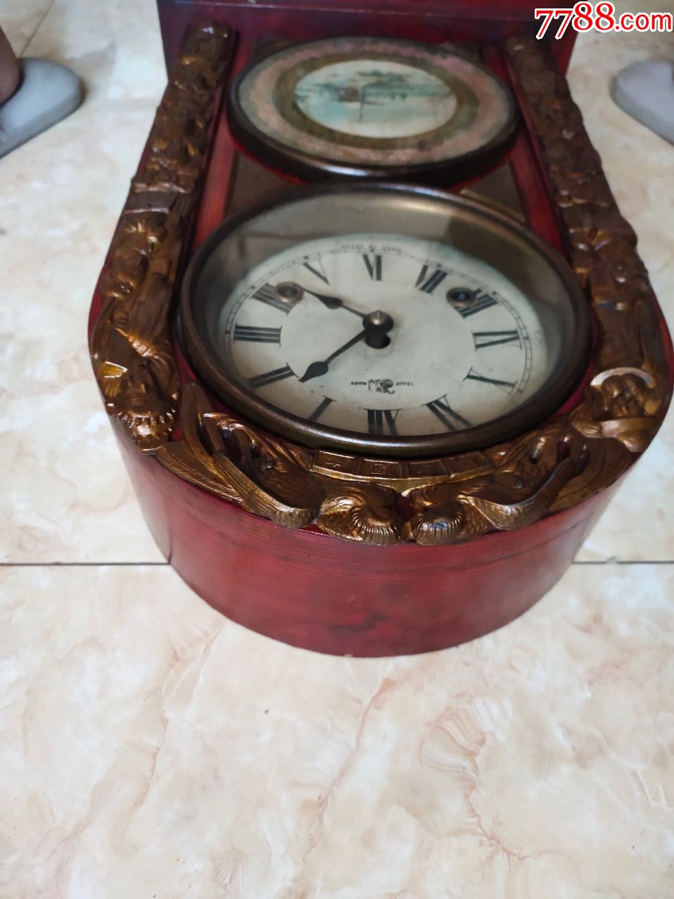 日本象球牌压铅六国封相座钟