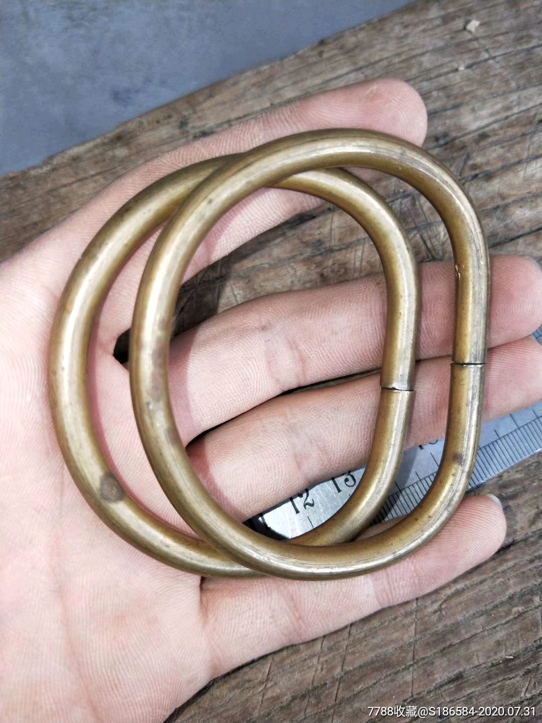 清代老铜绊子一对