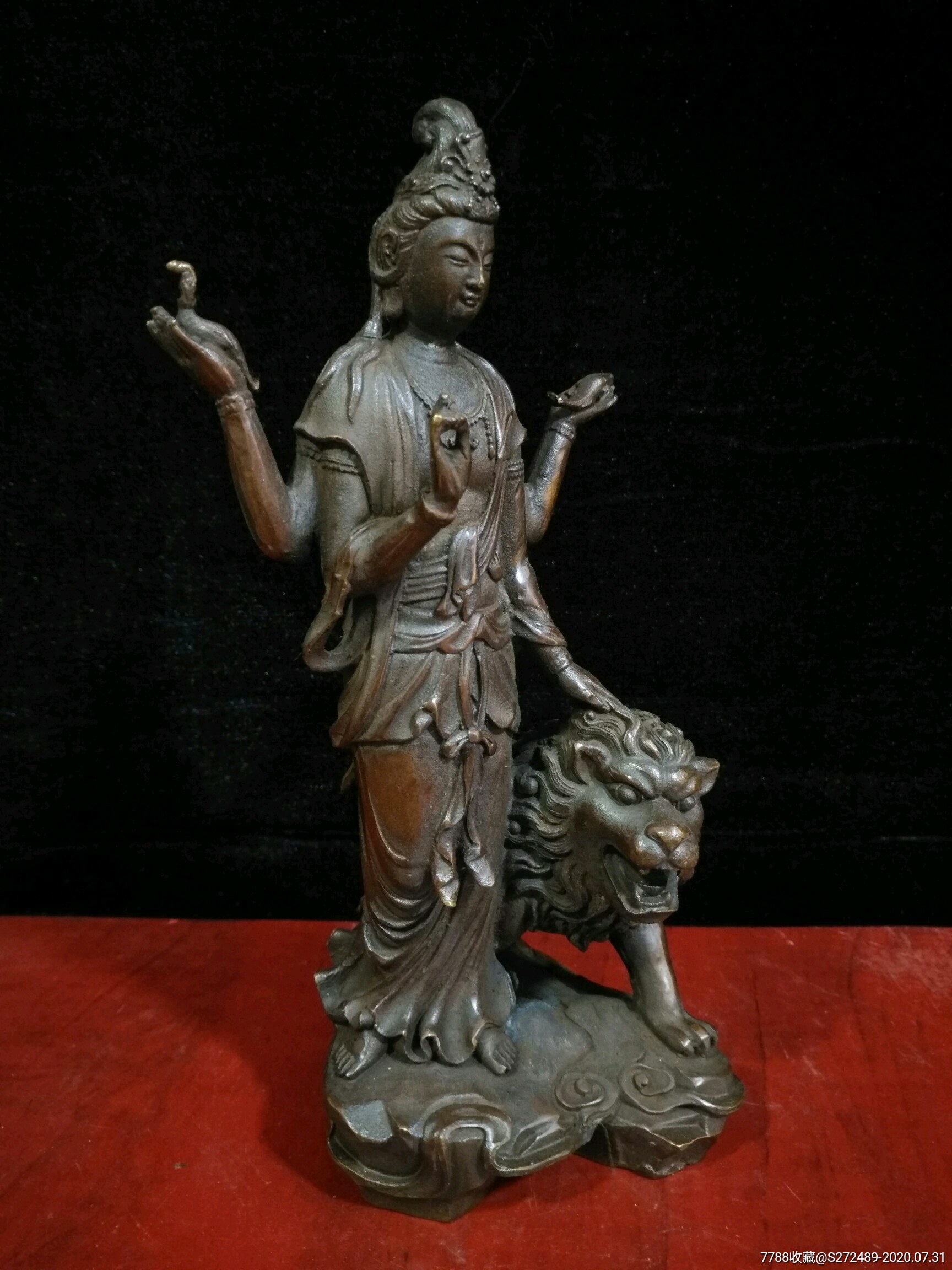 老铜胎《文殊菩萨》一尊-铜像/铜佛像-7788收藏