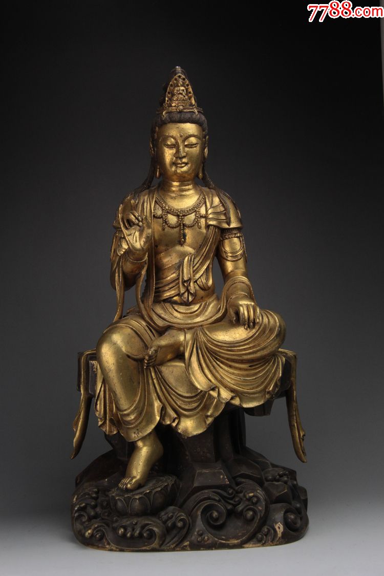 铜鎏金文殊菩萨坐像
