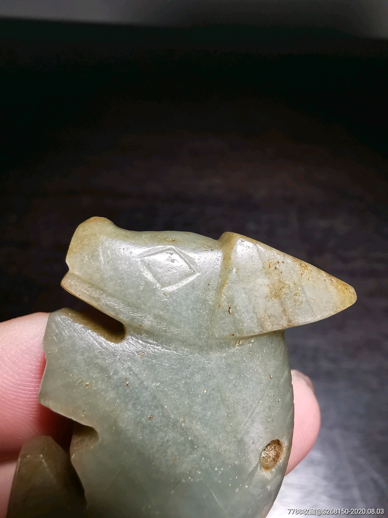 商周风格高古玉和田玉阴刻玉兽挂件把件古玉老玉