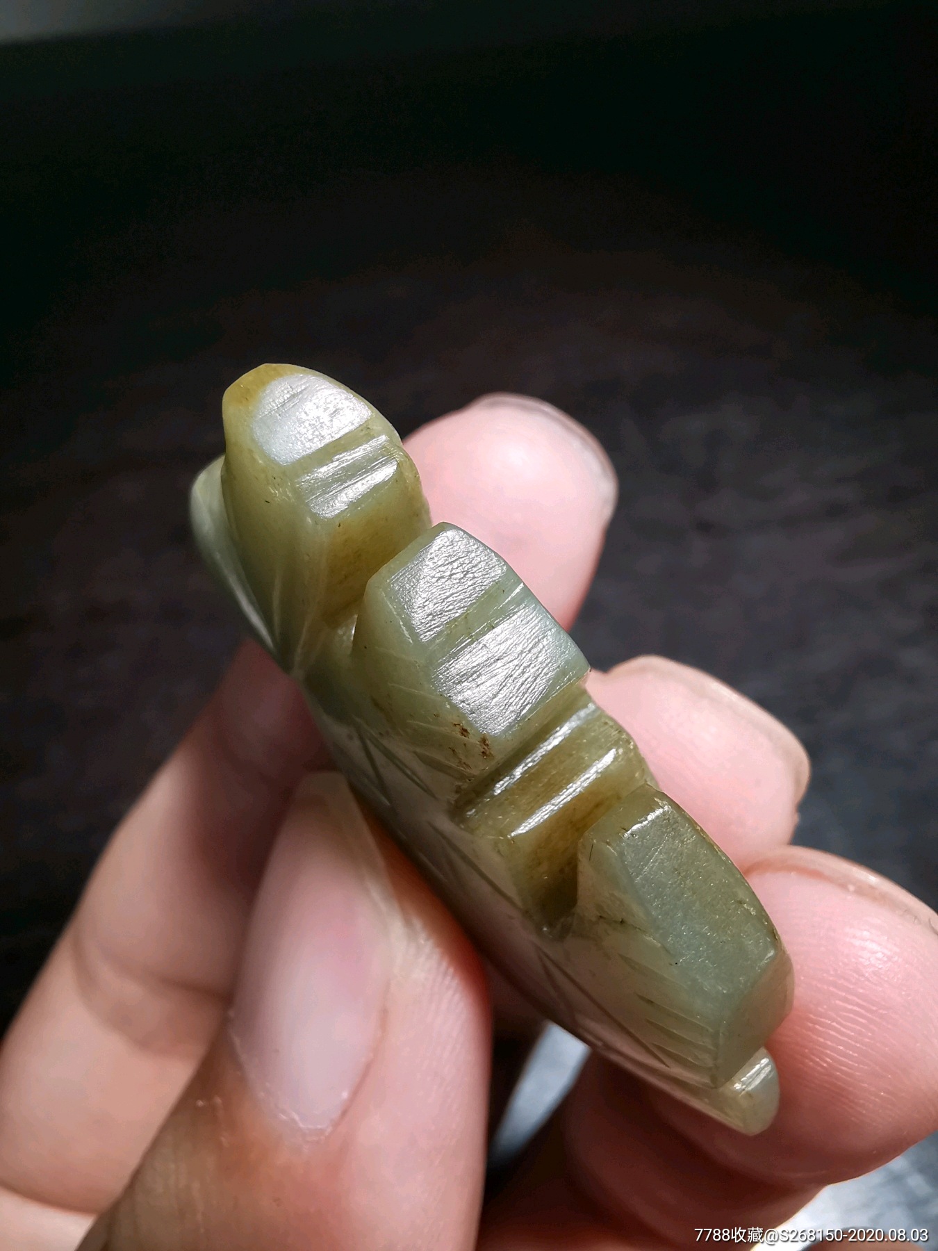 商周风格高古玉和田玉阴刻玉兽挂件把件古玉老玉