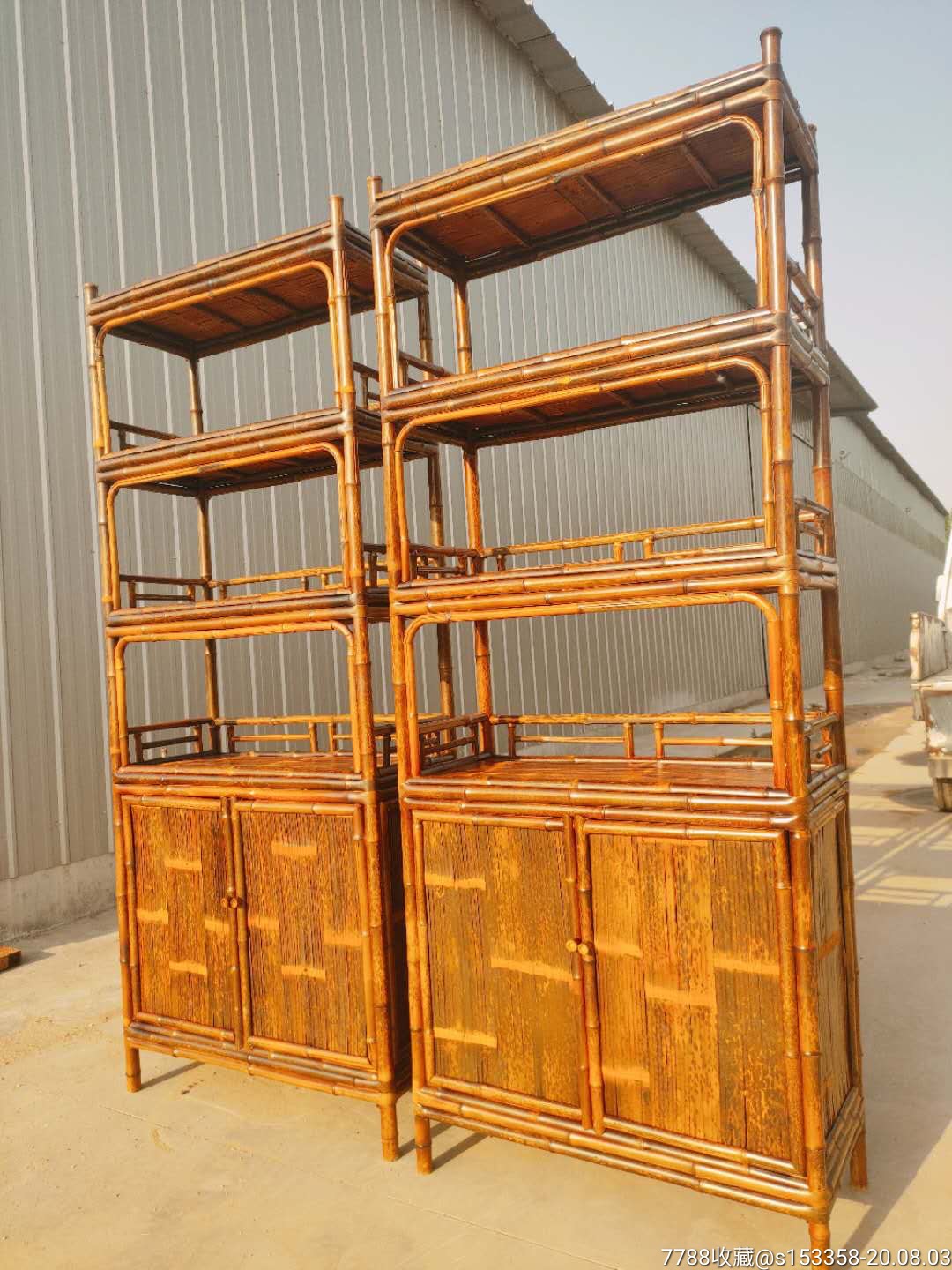 老斑竹书橱一对
