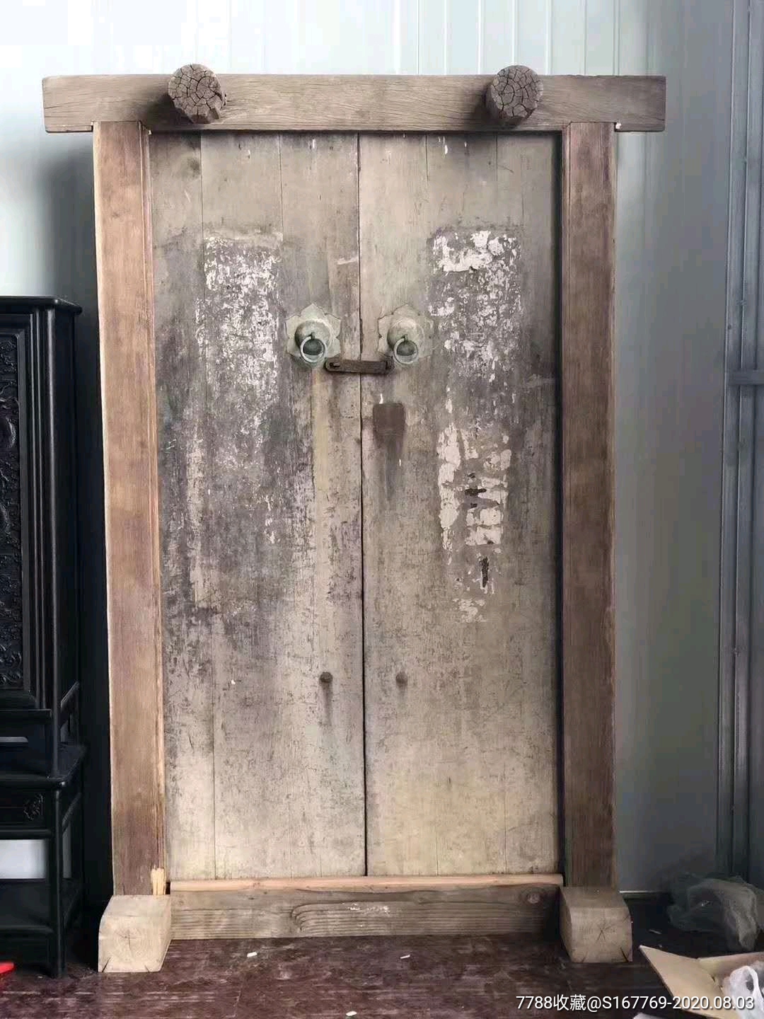 清代老大门一套原装铜拉环门板