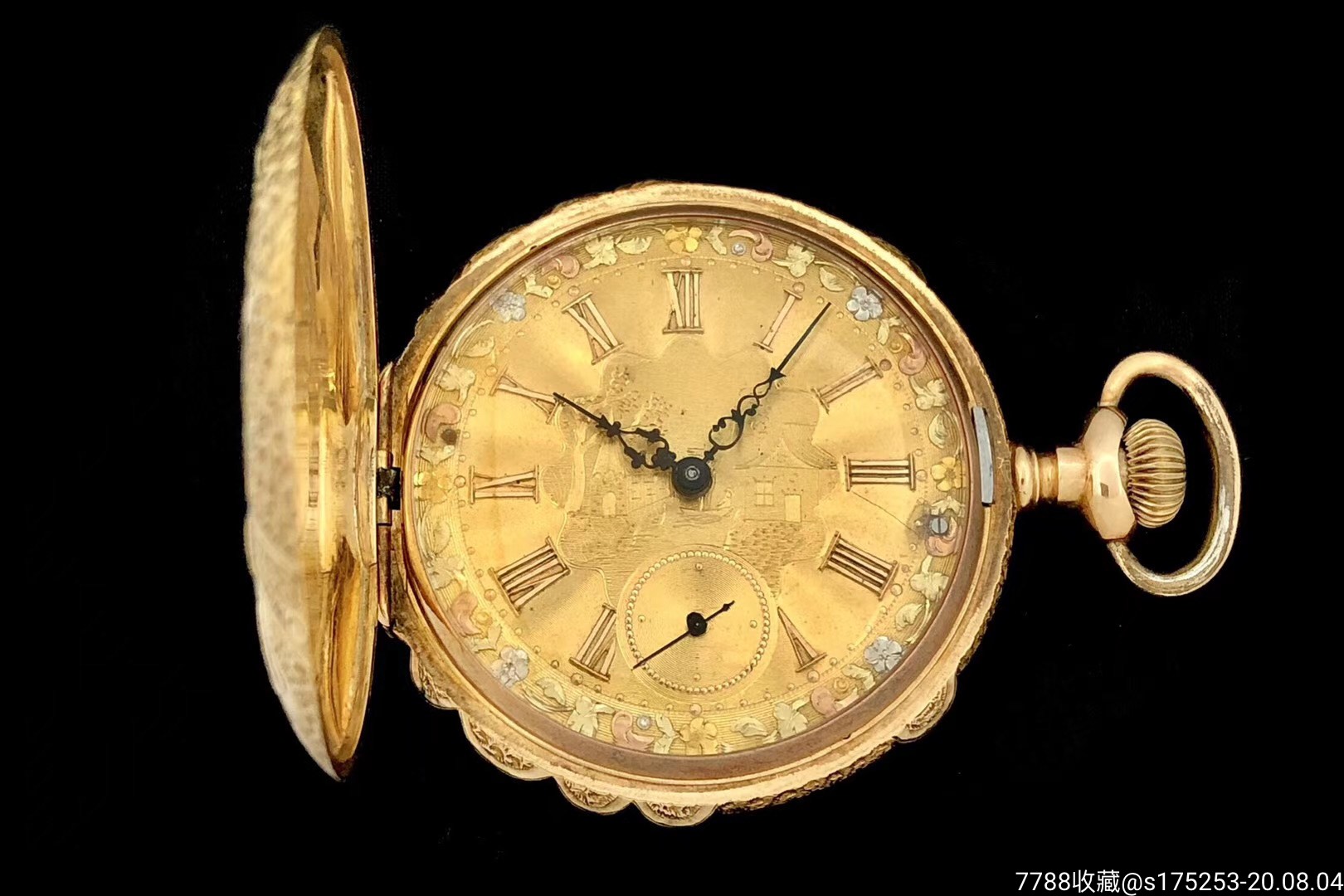 华生14k三色金古董怀表