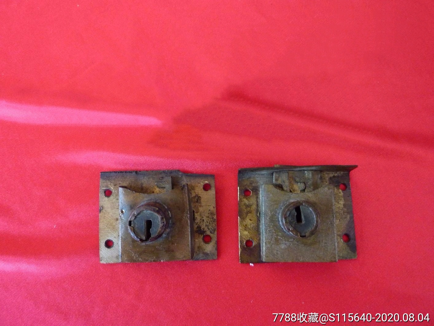 民国老铜抽屉锁一组2个