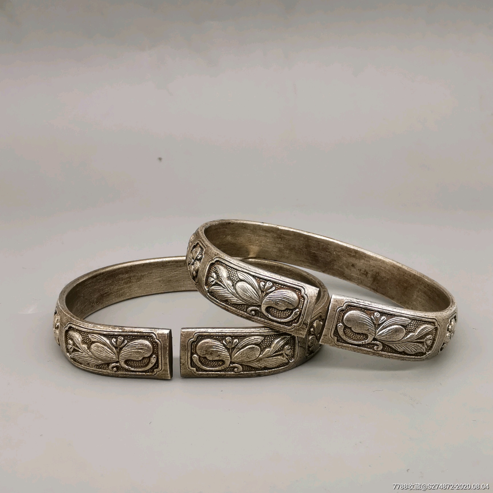 刻花银手镯子老银器纯手工錾刻首饰怀旧佩饰品老物送礼品精美漂亮