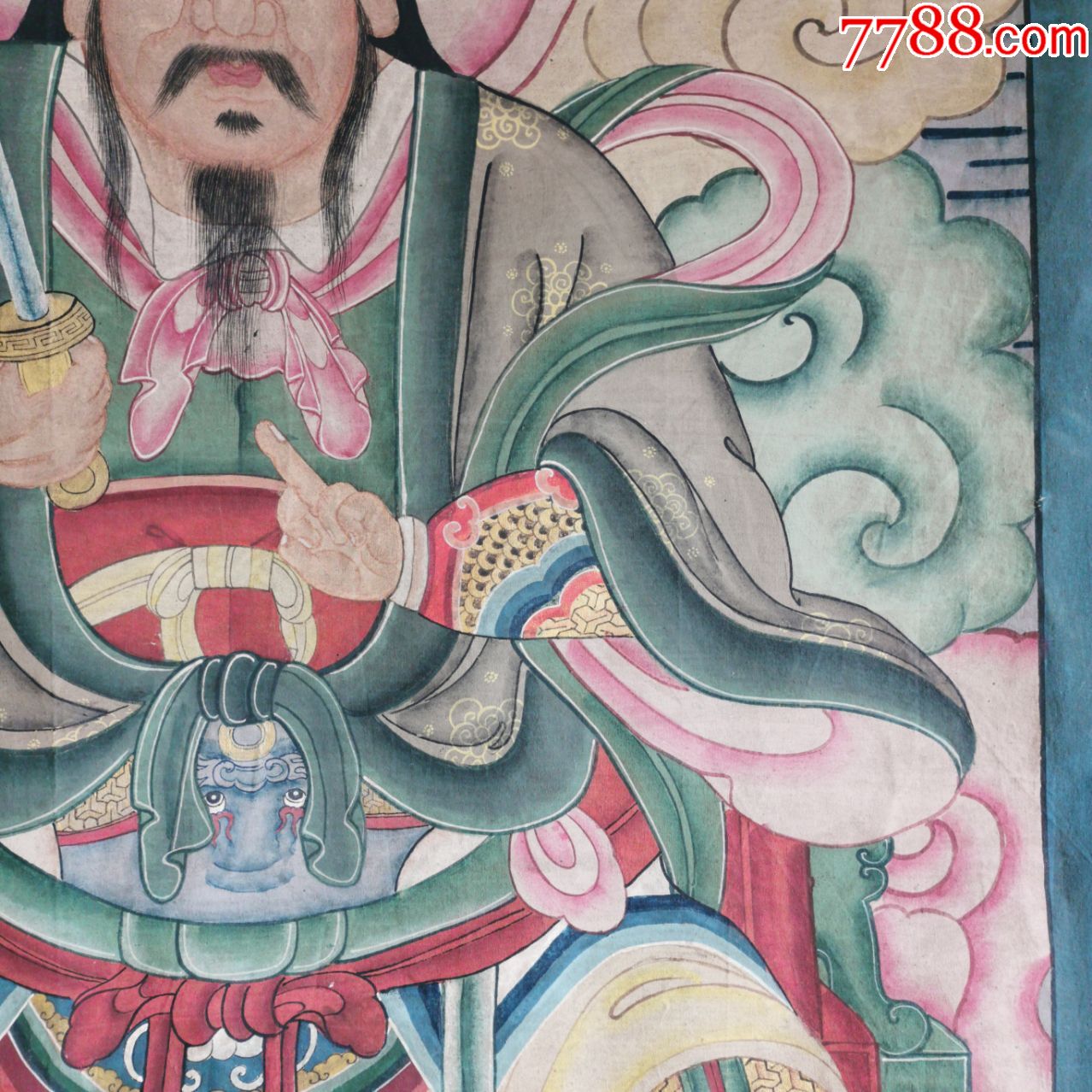 清代道教北极四圣之一真武大帝画像道教供奉神像挂画装饰画老物件