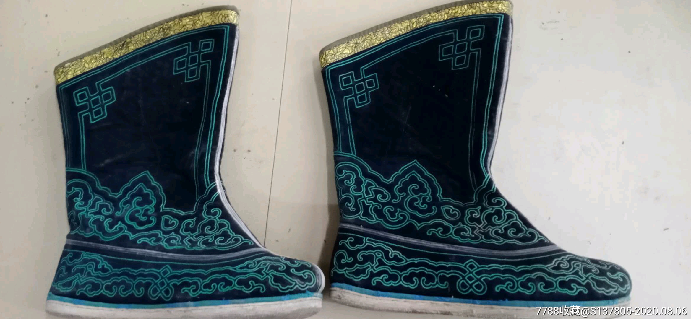 蒙古靴子千层底儿绣花靴子男女靴子布靴毛毡靴子马靴圆头