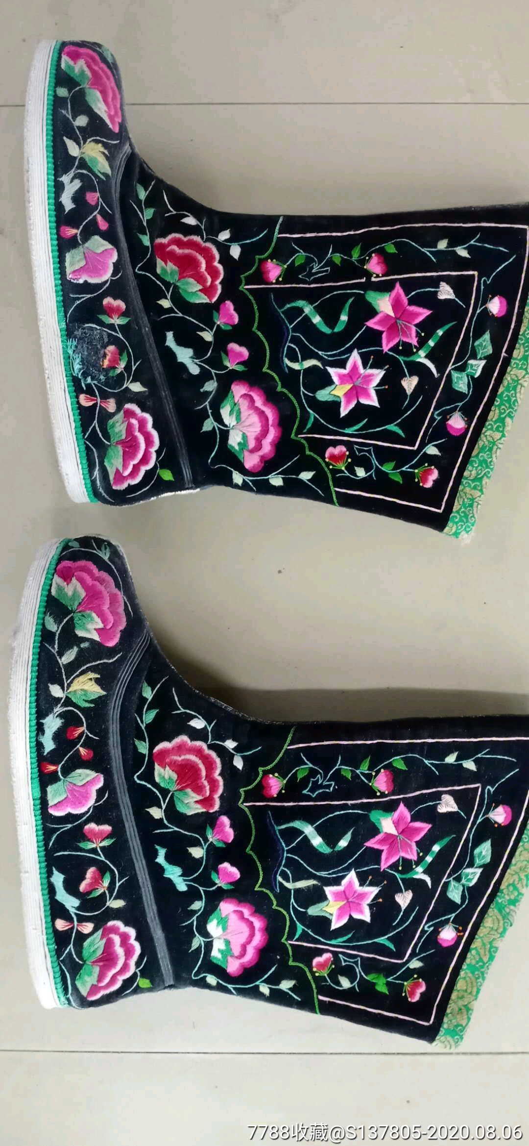 蒙古族手工刺绣靴子千层底儿绣花靴子粉色绣花靴子女靴子