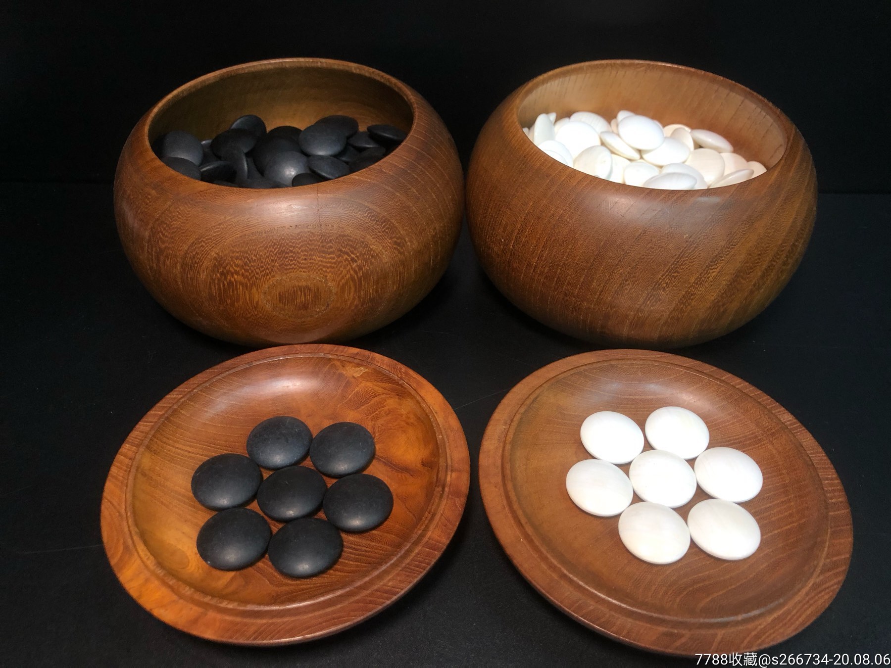 日本进口28号蛤碁石围棋老子足数包浆醇厚匀称纹理细密漂亮雪印月印纹