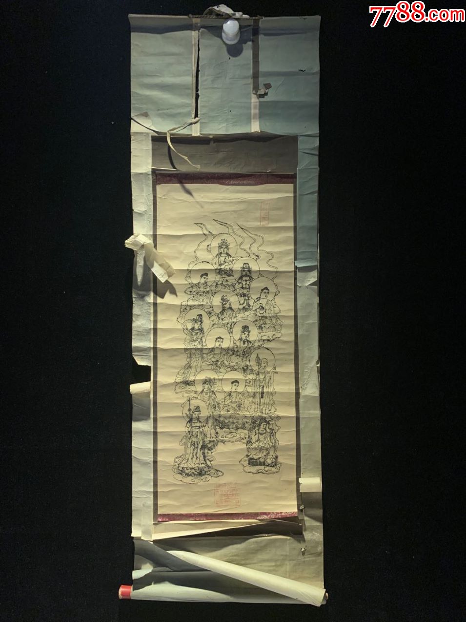 十三佛木板印包邮民国清代老字画浮世绘日本春茶室书房挂轴2424
