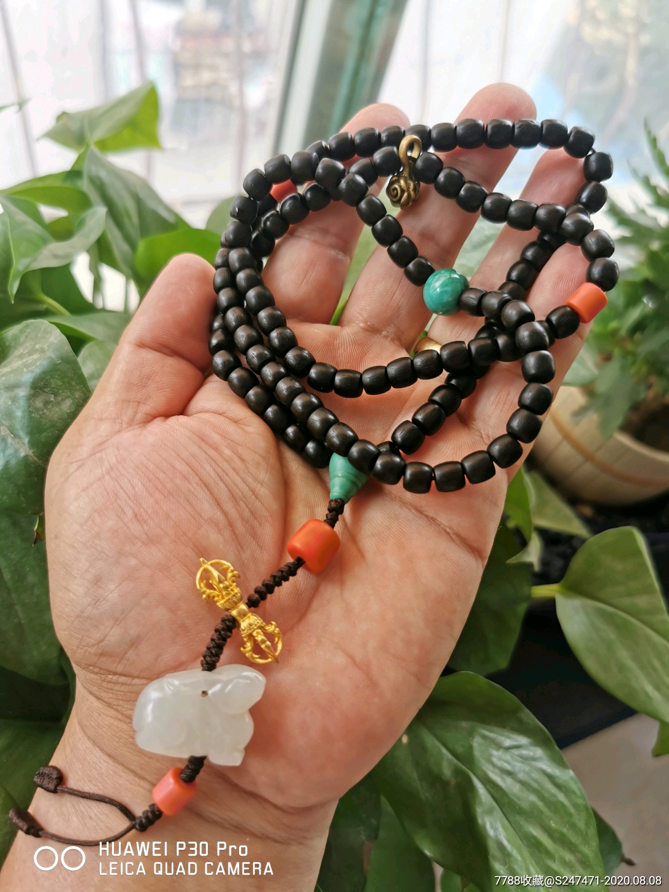 小叶紫檀老料108粒手捻佛珠