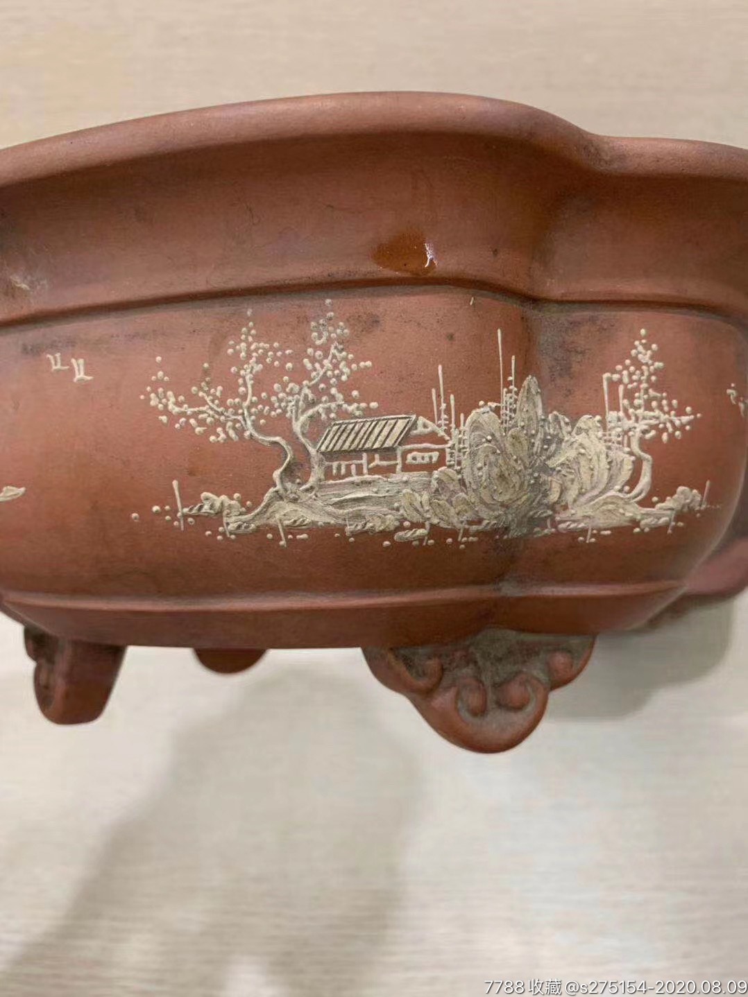 精品名家紫砂花盆一对