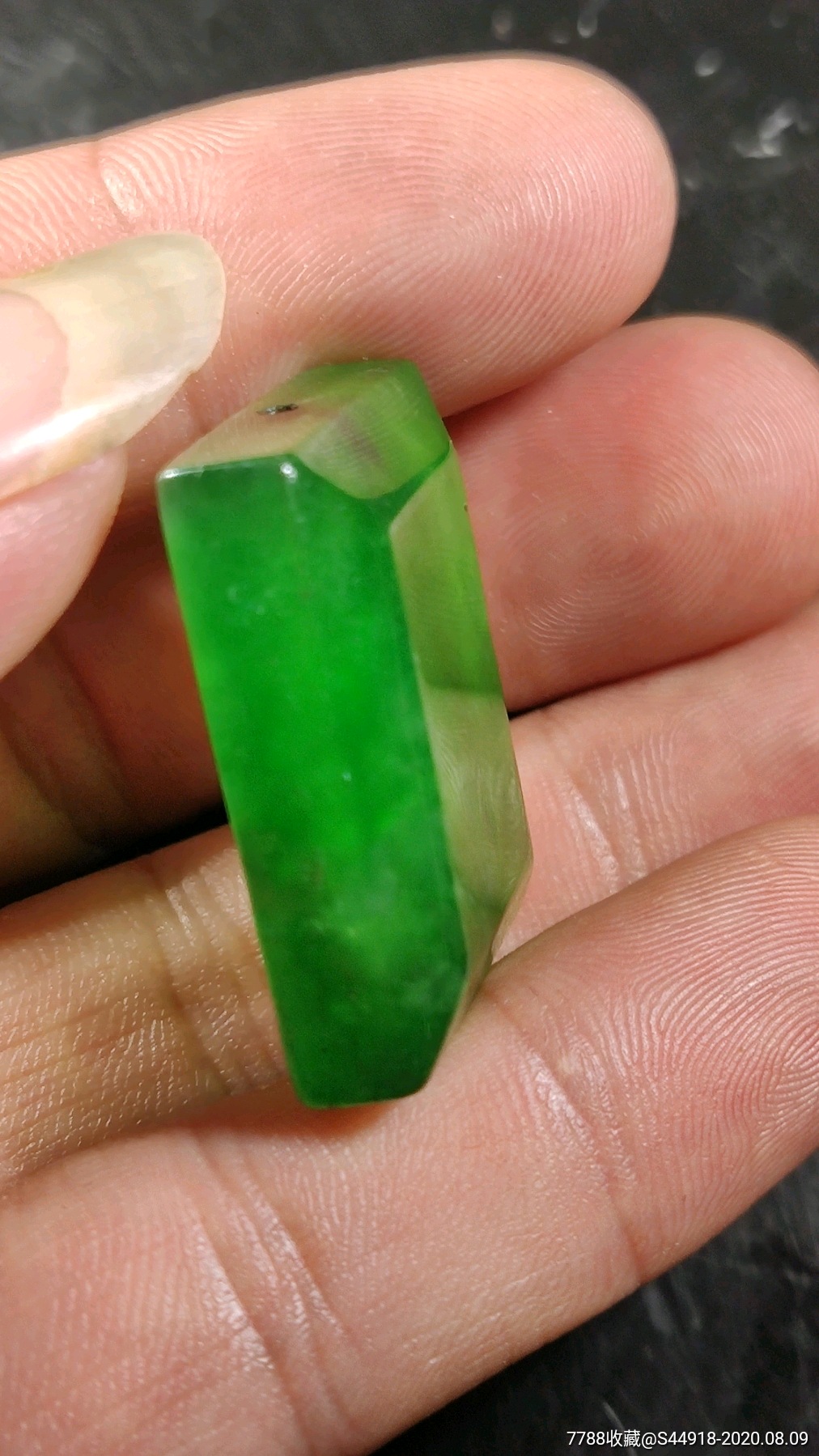 清代翡翠满绿老帽正(一口价)