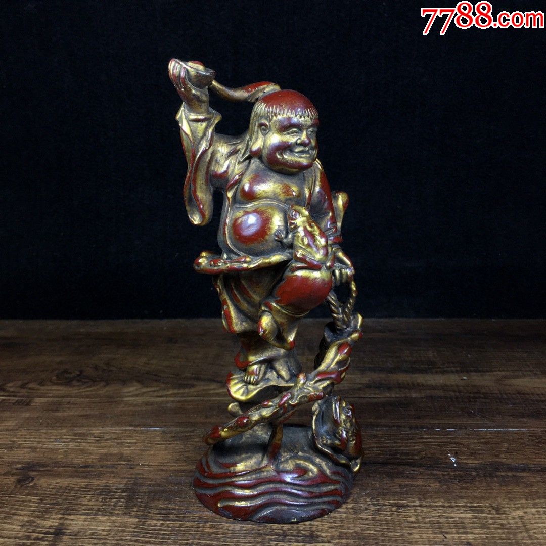 纯铜刘海戏金蟾-铜像/铜佛像-7788收藏