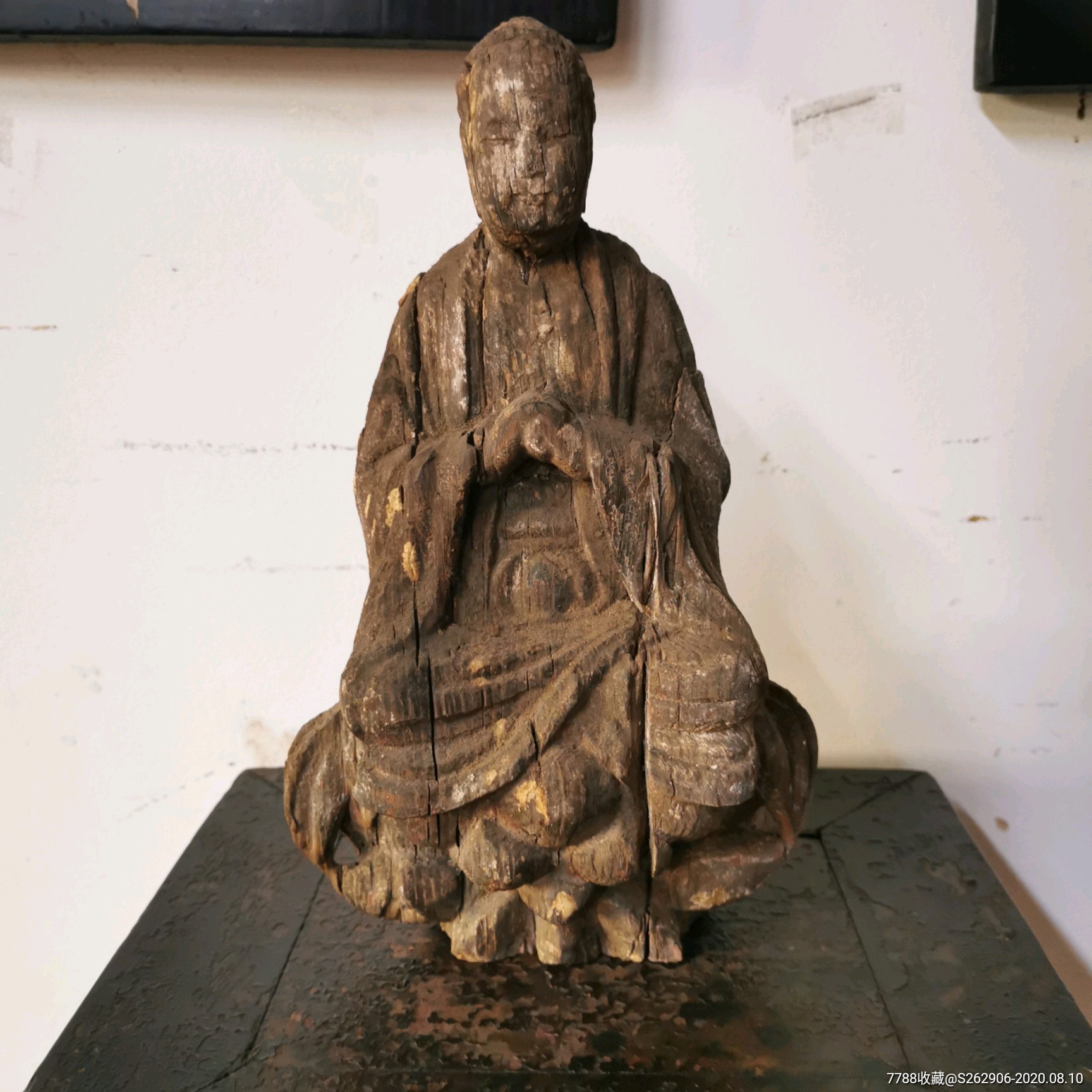 清代木雕佛像古玩佛教供奉神像摆件保佑平安民俗老物件阿弥陀佛