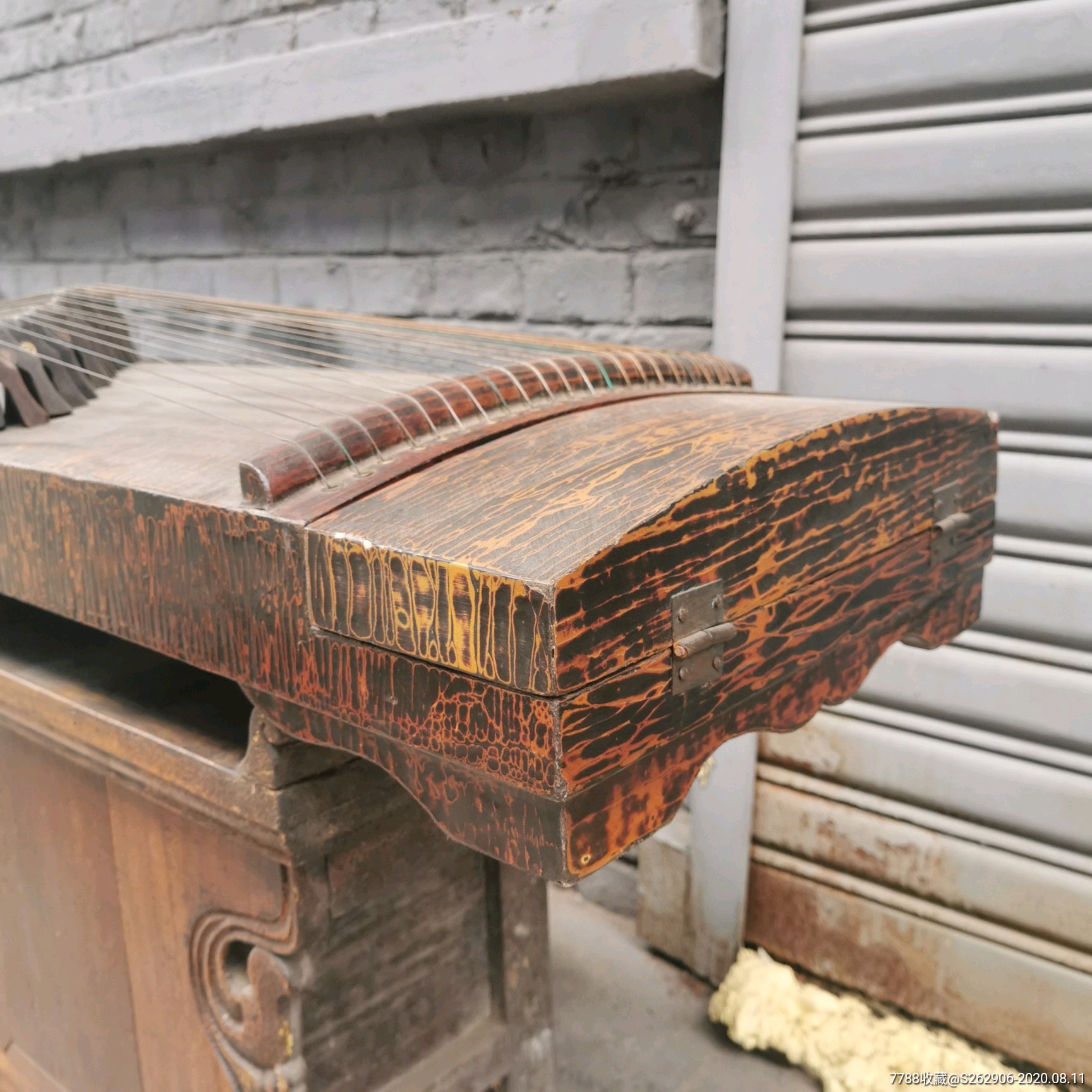 老犀皮漆琴古代乐器古筝21弦古玩弹拨乐器古董民俗老物件收藏品