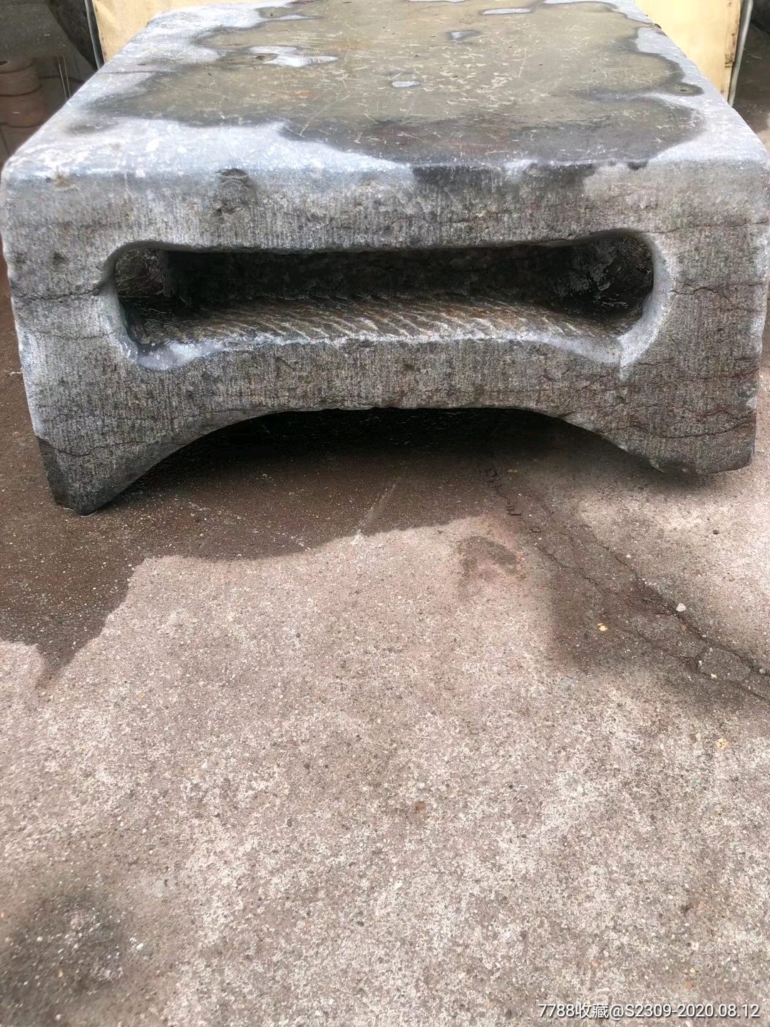 清代打夯工具石硪太极八卦图案四边官清民安字水利堤防