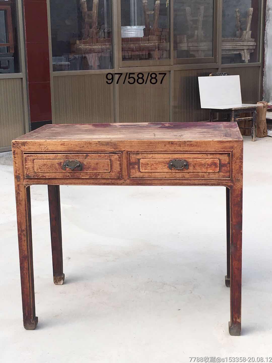 民国时期的榆木两抽书桌一个