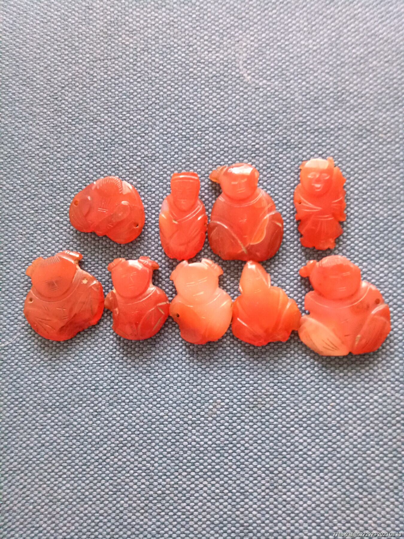 清代玛瑙帽花九个