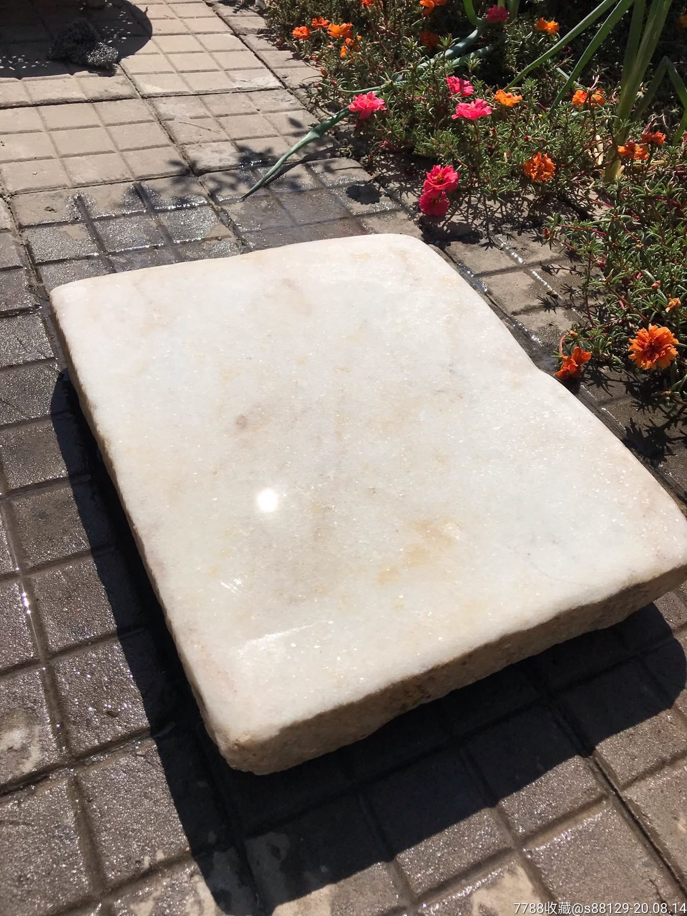 汉白玉石头板石头茶台石头底座