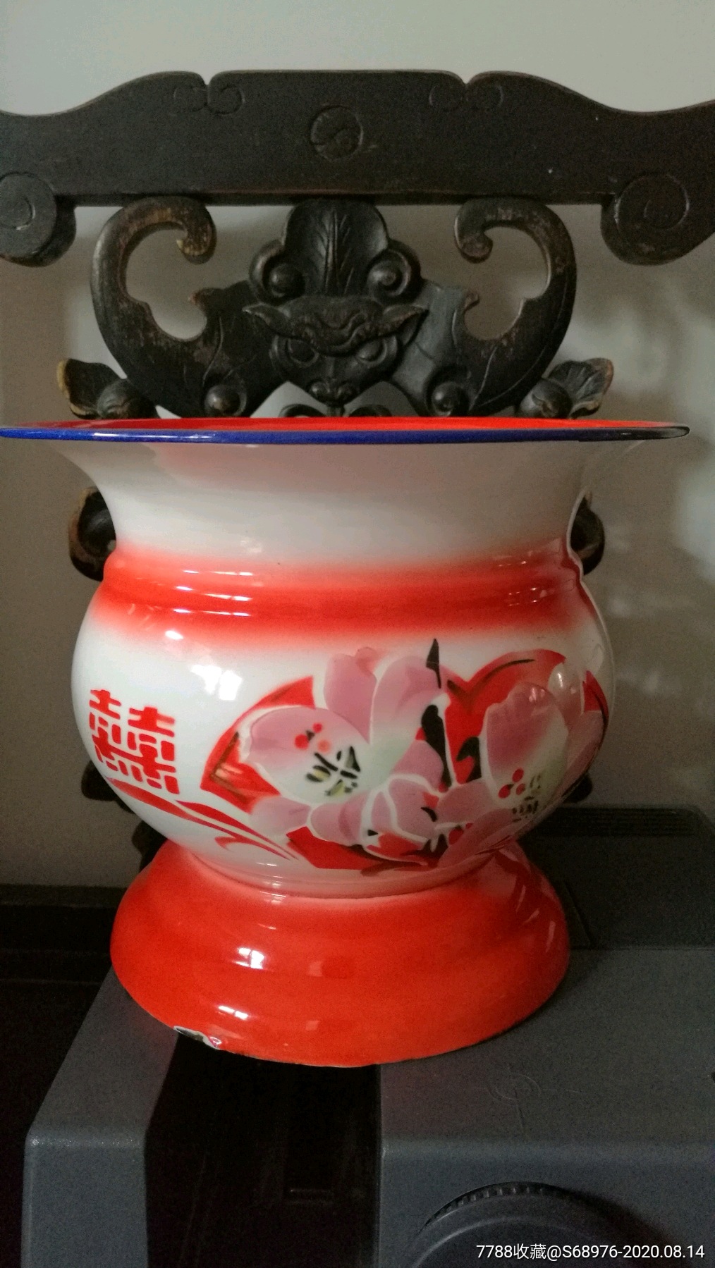 80年代搪瓷桶老痰盂年代戏影视道具怀旧摆设天津搪瓷厂新港牌