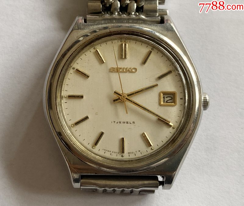 二手机械手表日本精工17钻手卷上弦机械手表带日历手表6302a机芯