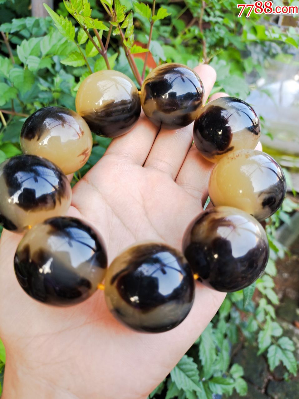 精美时尚旅游区爆款牛角珠直径3厘米大珠串手持珠车把串清仓多省包邮